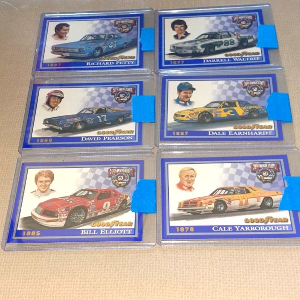 Goodyear 100th Anniversary NASCAR cards Earnhardt Petty Elliott Pearson Waltrip